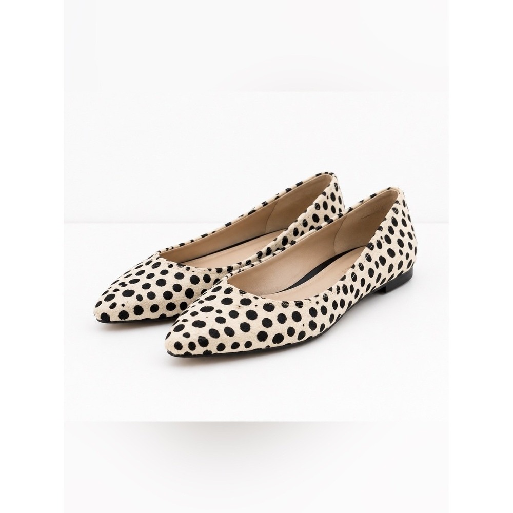 Vionic Lena Spot Flats Size 6 Black White Calf Hair Animal Print